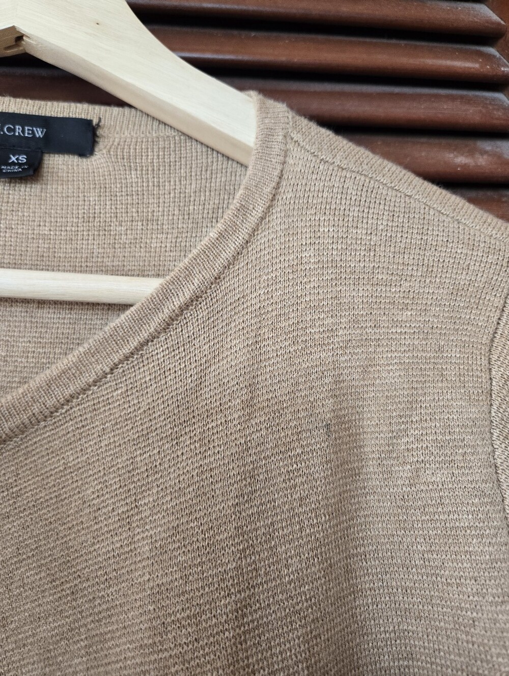 J‎ Crew Juliette Colarless Sweater Blazer Camel Tan Cotton Merino Wool Blend XS - Picture 7 of 11